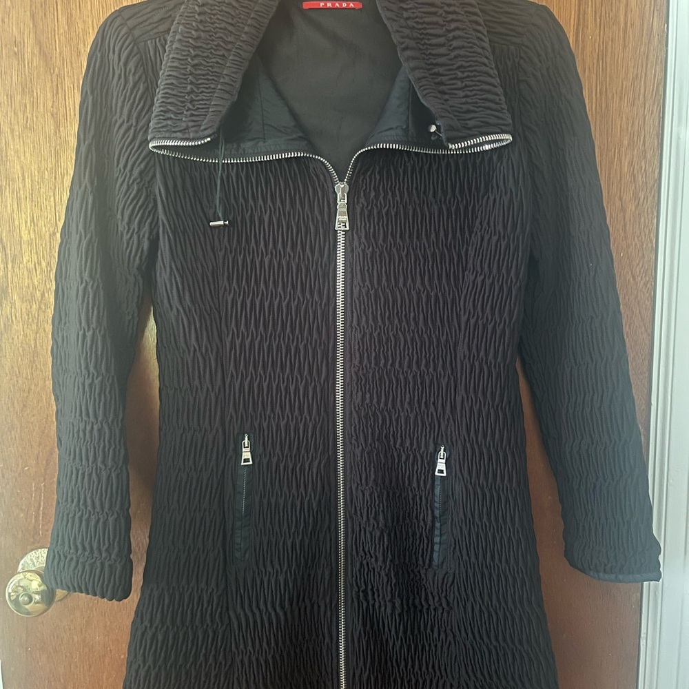 Prada Black Coat with Quilted Design